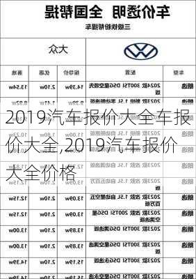 2019汽车报价大全车报价大全,2019汽车报价大全价格