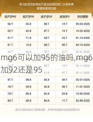 mg6可以加95的油吗,mg6加92还是95