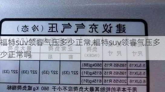 福特suv领睿气压多少正常,福特suv领睿气压多少正常啊